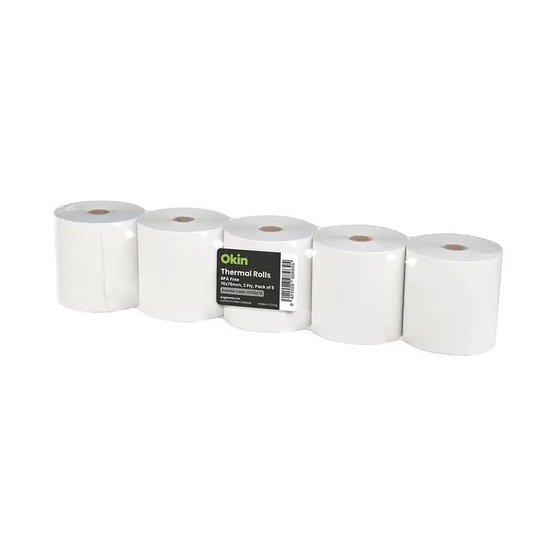Okin Carbonless Duplicate Paper Rolls – 76 × 76Mm, 2-Ply, Pack Of 5 1