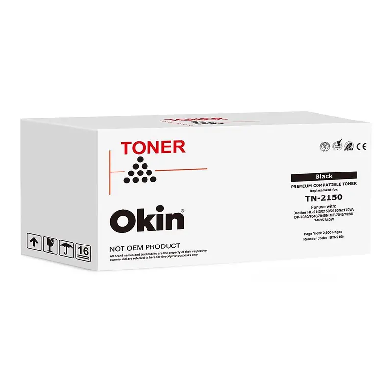 Okin Compatible Black Tn2150 Toner Cartridge For Brother Printers 1