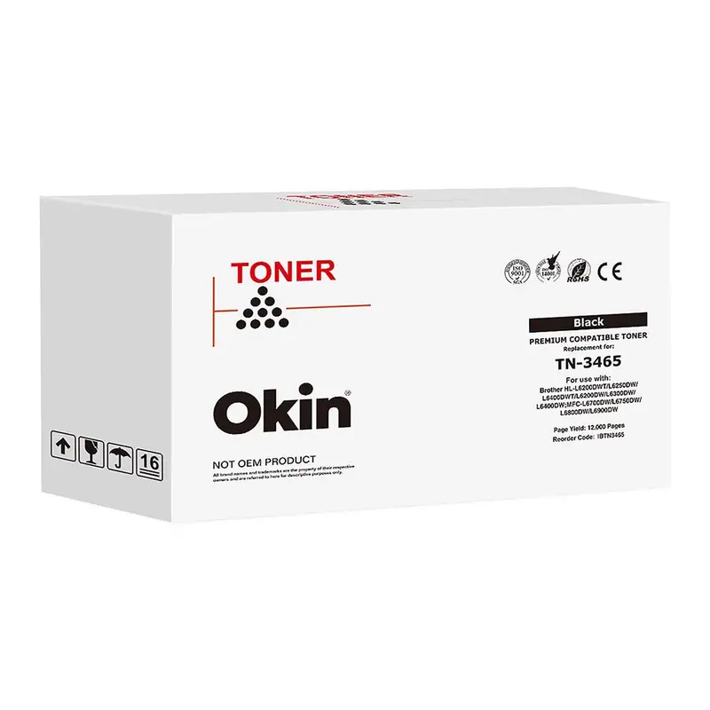 Okin-Compatible Brother Tn3465 Black Toner Cartridge 1
