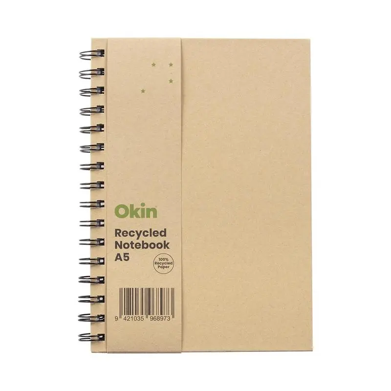 Okin Eco-Friendly A5 Spiral Notebook, 160 Pages, 100% Recycled Paper 1