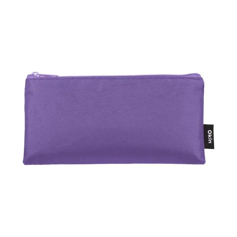 Okin Flat Purple Pencil Pouch – Slim 21 × 11 Cm Zippered Case 1
