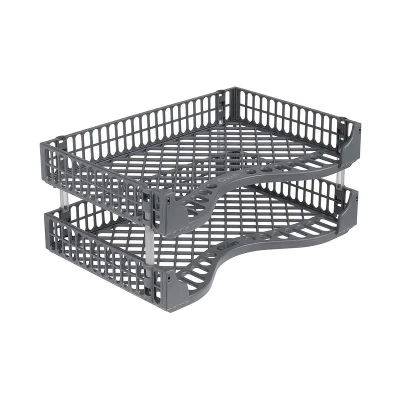 Okin Grey Stackable Document Tray Set – 2-Piece Office Organizer 1