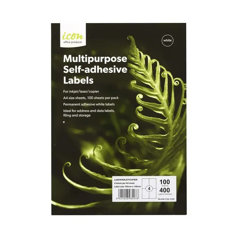 Okin Icon Self-Adhesive Label Sheets – A6 Size (105 × 148 Mm), 100-Count Pack 1