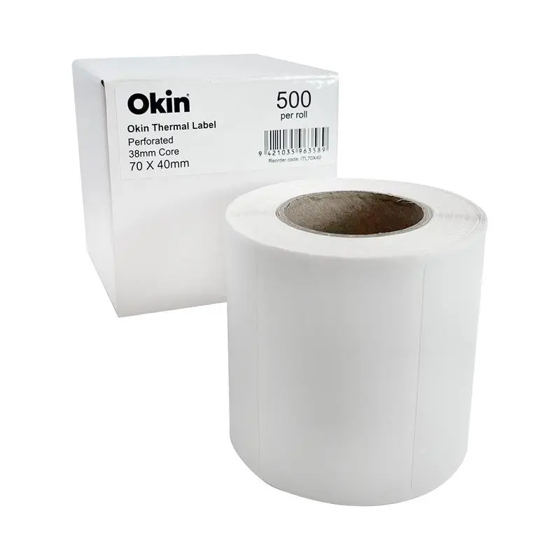 Okin Thermal Label Roll – 70 × 40 Mm, 500-Piece Pack (Model Itl70X40) 1