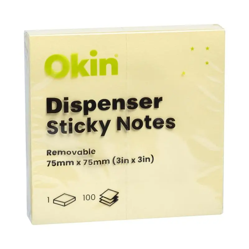 Okin Yellow Sticky Notes – 75 × 75 Mm, 100-Sheet Pad (Isanp03Y) 1