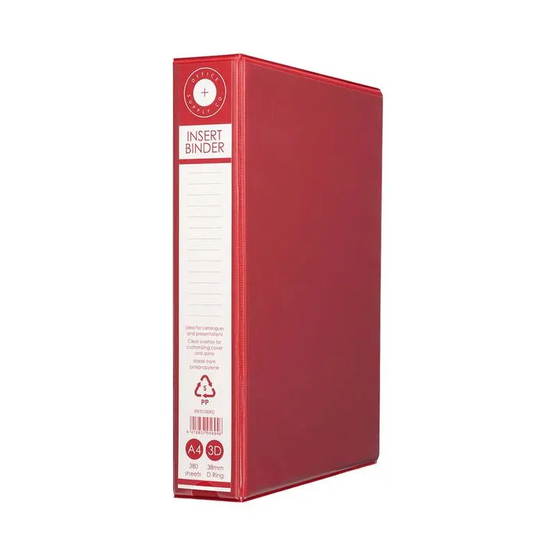 Osc A4 3D Insert Binder – 38 Mm Red Spine, Holds Up To 250 Sheets 1