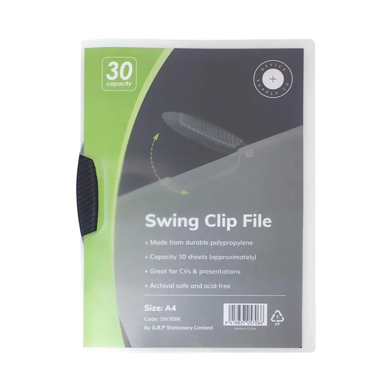 Osc A4 Black Swing Clip Report Cover – Holds Up To 30 Sheets (Sw30Bk) 1