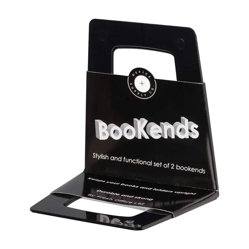 Osc Black Bookend Set – Modern Dual-Use Desk Organizer (Bebk) 1