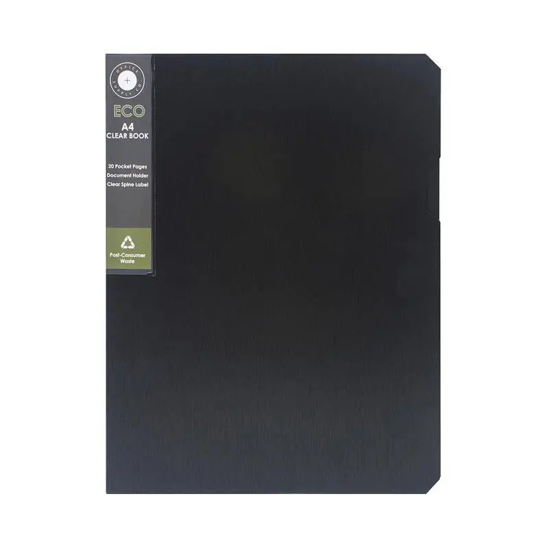 Osc Eco A4 Black Display Book With 20 Clear Pockets (Reca4-20Bk) 1