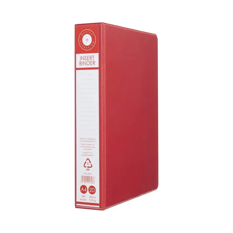 Osc Eco-Friendly A4 2-Ring Insert Binder – 38Mm Capacity, Red 1