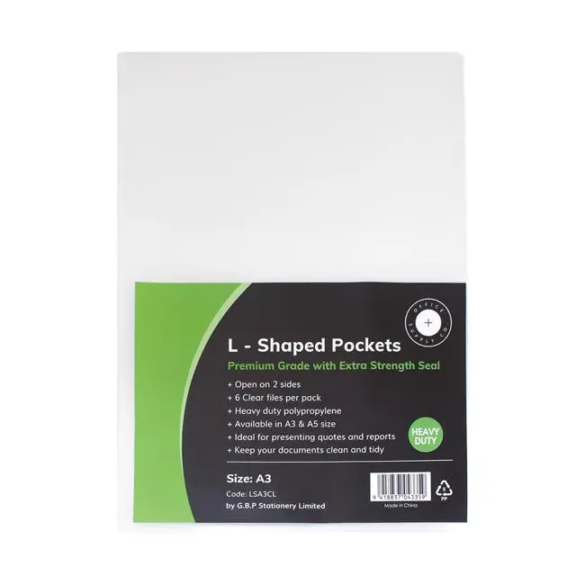 Osc Heavy-Duty A3 L-Shaped Clear Pockets – Pack Of 6 1