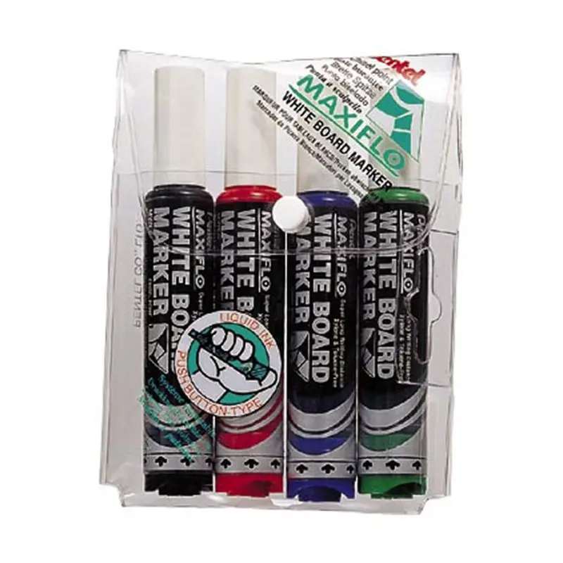 Pentel Mwl6 Maxiflo Whiteboard Markers – Chisel Tip (3–7Mm), 4-Color Set (Wlt4) 1