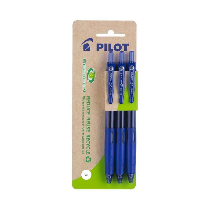 Pilot Begreen G-Knock Gel Ink Pen – 0.7Mm Blue, 3-Pack 1