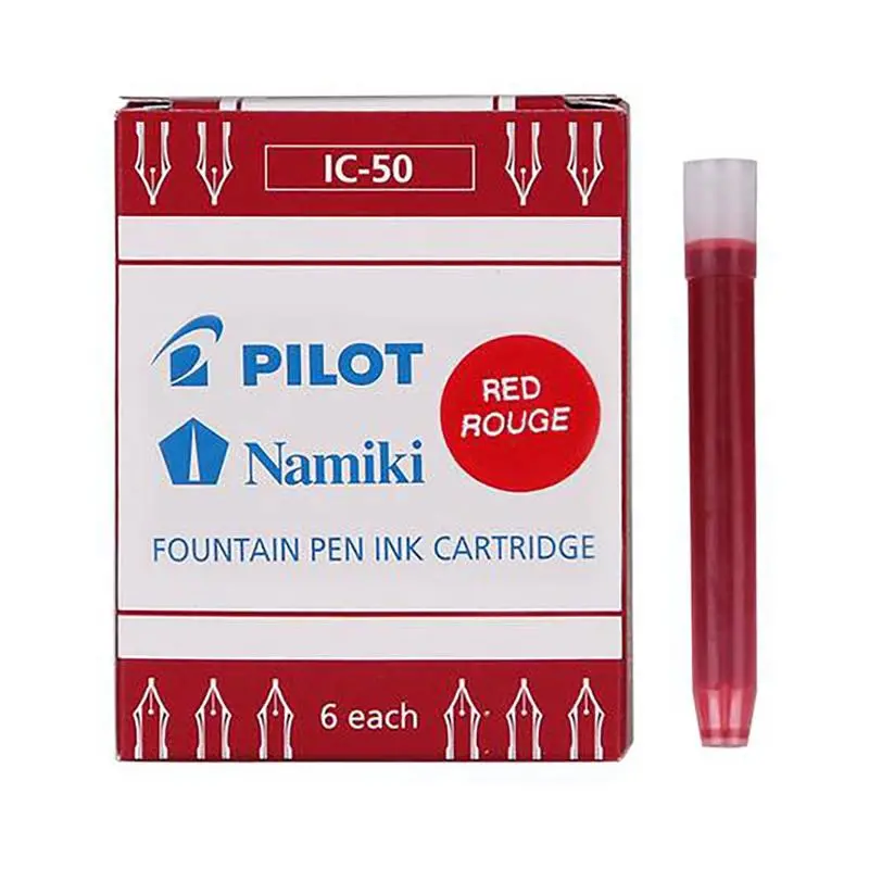 Pilot Fountain Pen Ink Cartridges – Red, Pack Of 6 (Ic-50-R) Compatible Refills 1