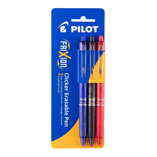 Pilot Frixion Clicker Erasable Fine-Tip Pens – Assorted Colors (3-Pack) 1