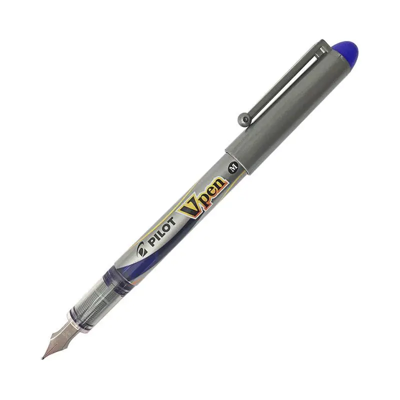 Pilot V-Pen Fountain Pen – Medium Blue Nib, Elegant Metallic Design 1