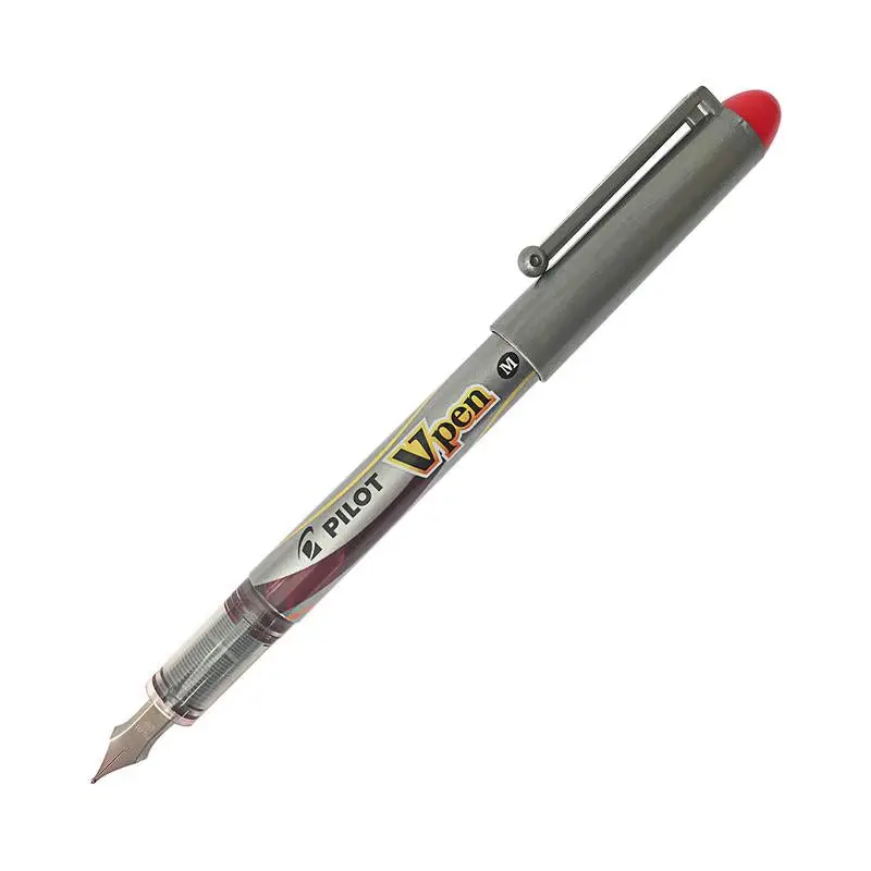 Pilot V-Pen Fountain Pen With Medium Red Ink Cartridge (Svp-4M-R) 1