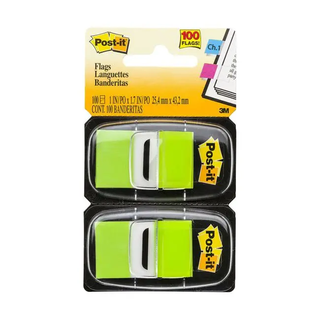 Post-It Bright Green Flag Singles – 25 × 43 Mm, 2-Pack (Model 680-Bg2) 1