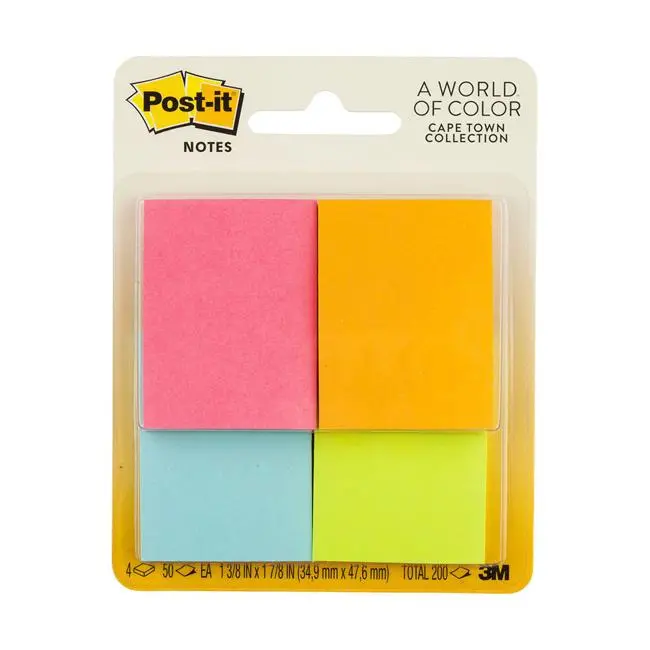 Post-It Cape Town Notes – 36 × 48 Mm Self-Adhesive Pads, 4-Pack (Model 653-4Af) 1
