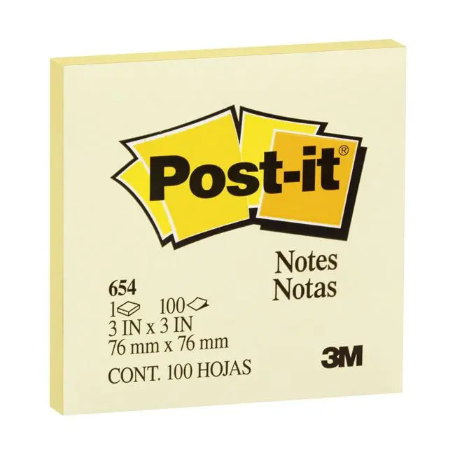 Post-It Classic Yellow Memo Pads – 76 X 76 Mm, 100-Sheet Refill (654-1) 1