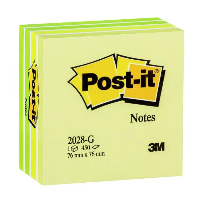 Post-It Green Memo Cube – 76 X 76 Mm, 450-Sheet Stackable Pad (2028-G) 1