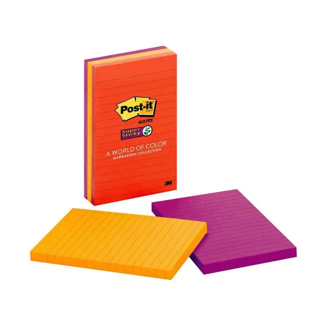 Post-It Super Sticky Lined Notes – Marrakesh Collection, 101×152 Mm, Pack Of 3 (Model 660-3Ssan) 1