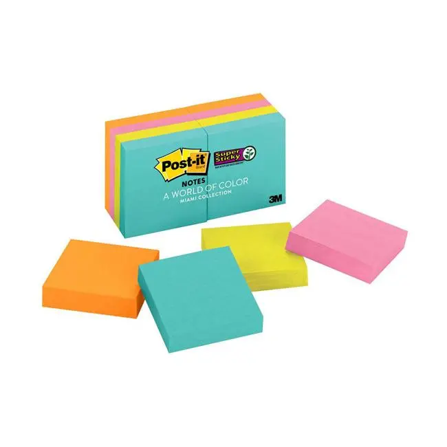 Post-It Super Sticky Mini Notes – 48 X 48 Mm, Miami Design, Pack Of 8 (622-8Ssmia) 1