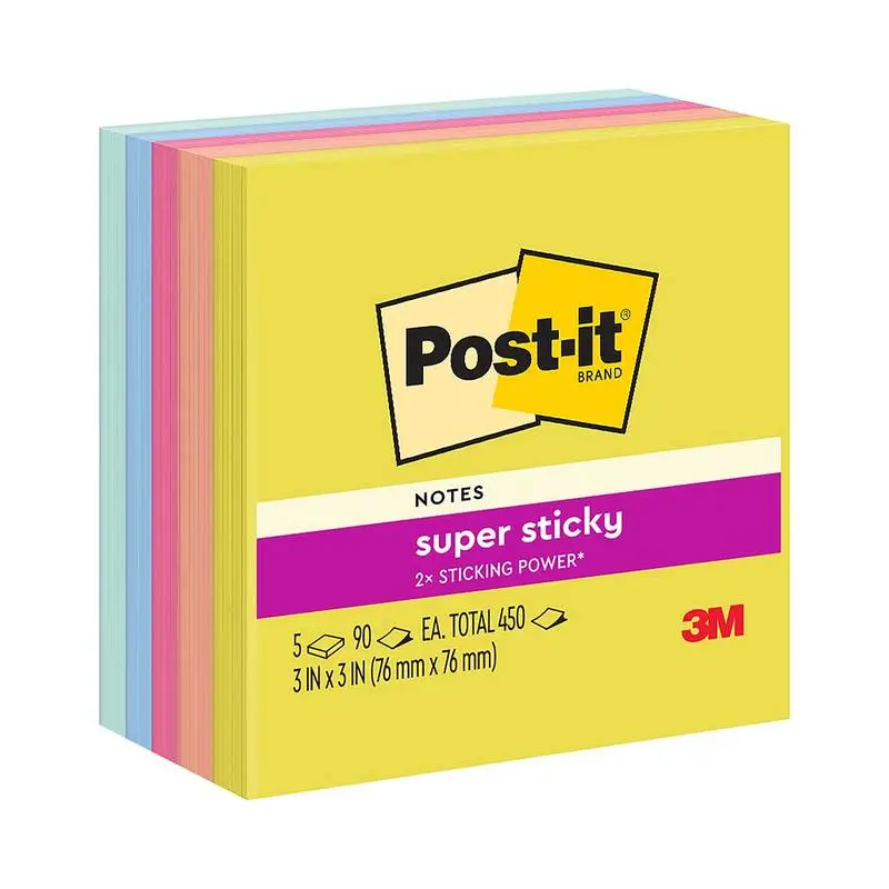 Post-It Super Sticky Notes – 76Mm Square, Summer Joy Theme, 5-Pack 1