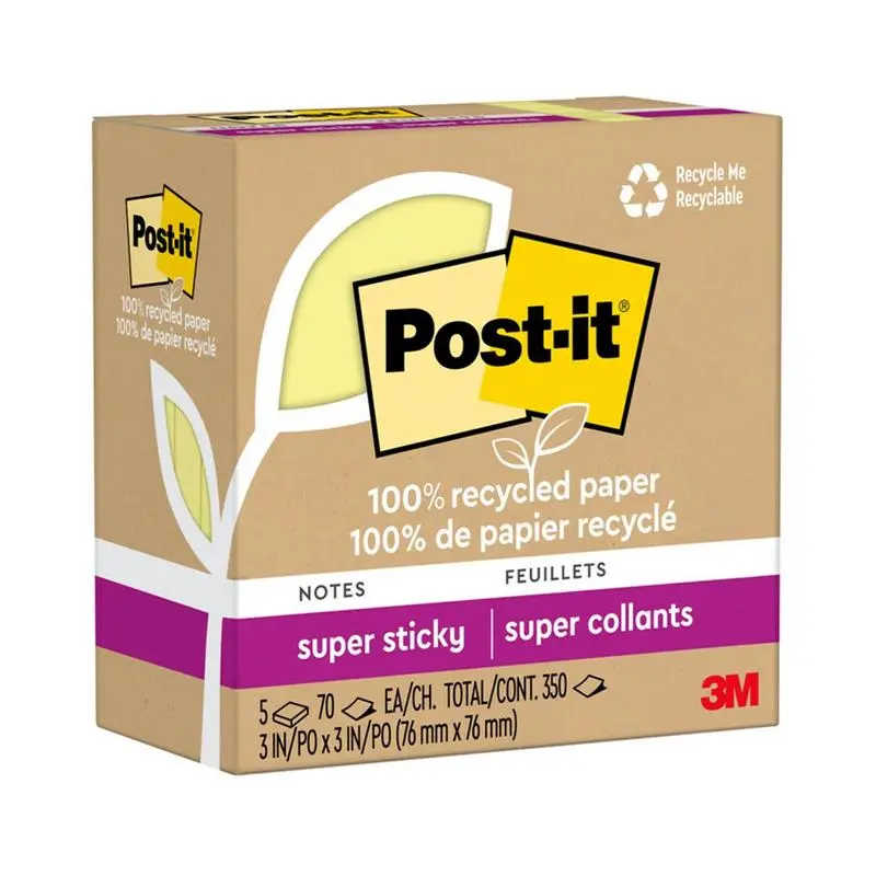 Post-It Super Sticky Yellow Notes – 76 × 76 Mm, 5-Pad Pack 1