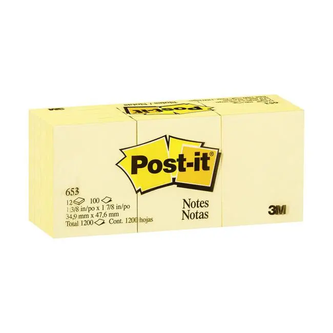 Post-It Yellow Self-Adhesive Notes – 35 Mm × 48 Mm, Pack Of 12 Pads 1