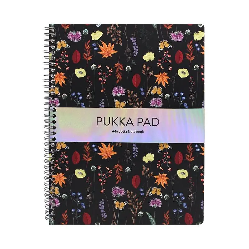 Pukka Bloom A4+ Jotter Pad – 160-Page Black Notebook With Floral Accents (P9498Blmbk) 1