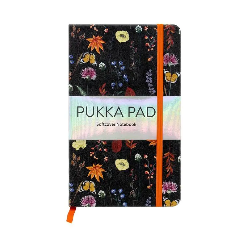 Pukka Bloom Black Floral Notebook – 13 × 21 Cm, Premium Lay-Flat Design 1