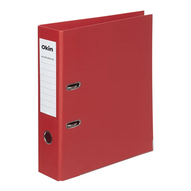 Red Linen A4 Lever Arch File – Standard Style, High-Capacity Binding 1