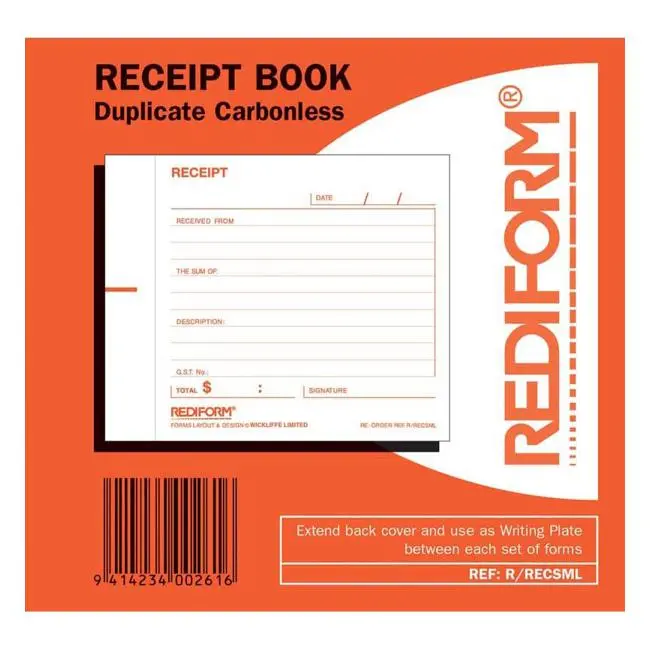 Rediform Compact Receipt Register – Small-Format Duplicate Booklet, 50 Sheets 1
