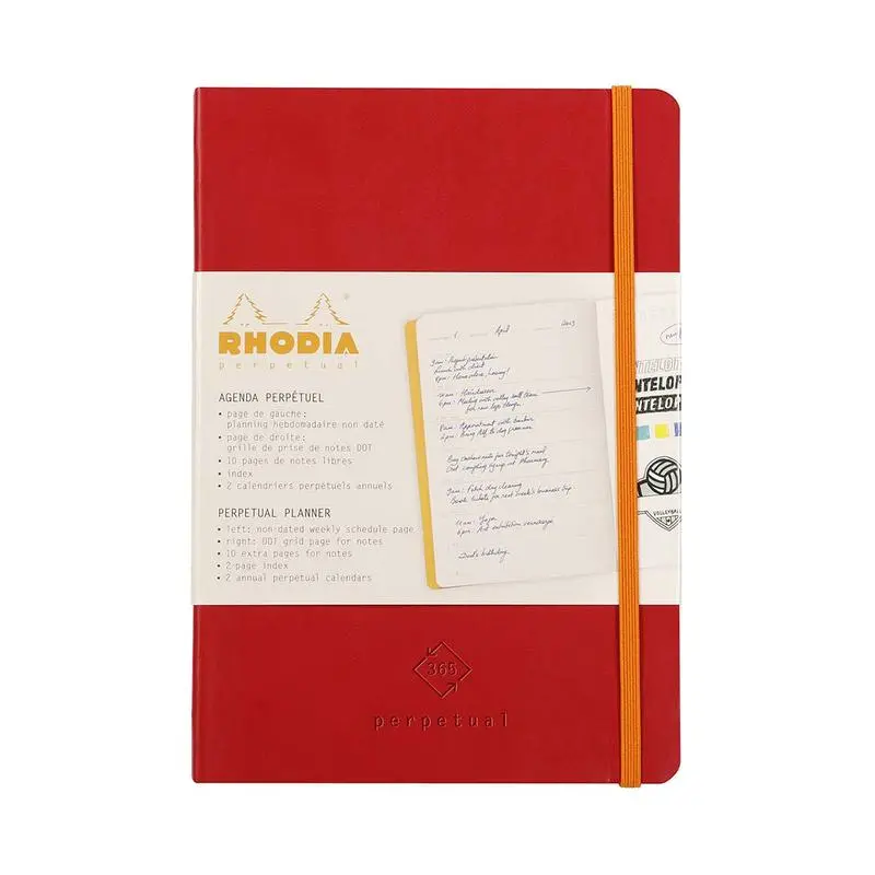 Rhodia A5 Perpetual Diary — Poppy Red Softcover, 128 Pages, Year-Rolling Format (C117193C) 1