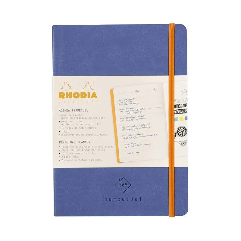 Rhodia A5 Perpetual Diary – Sapphire Leatherette Cover With Year-Rolling Date System 1