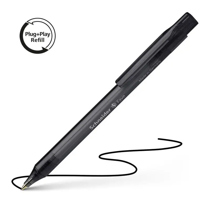 Schneider Fave Ballpoint Pen – Black Ink, Medium Point, Ergonomic Grip (S130401) 1
