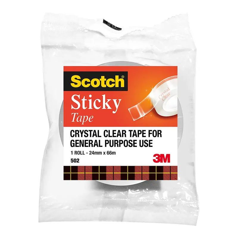 Scotch 502 Adhesive Tape – 24 Mm X 66 M Clear Office Dispenser Roll 1