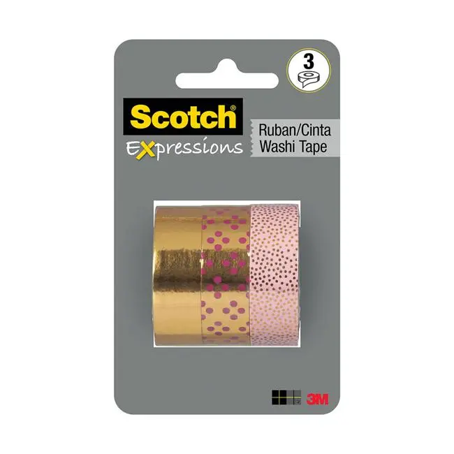 Scotch Expressions Gold Foil Washi Tape – 15Mm × 7M, 3-Pack 1