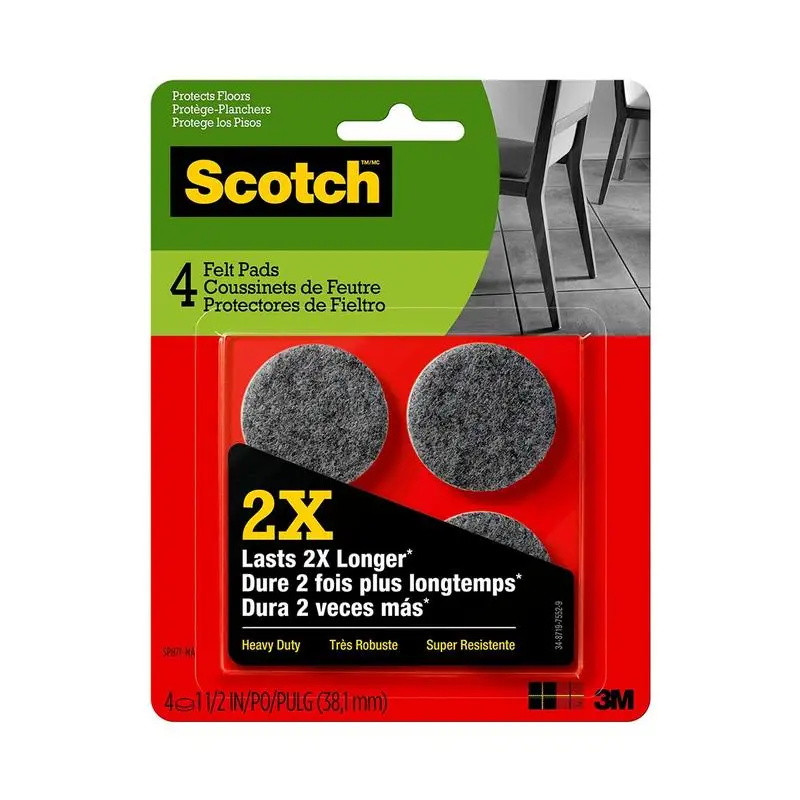 Scotch Heavy-Duty Felt Pads – Grey, 3.8Cm Diameter, 4-Pack 1