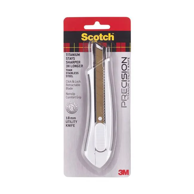 Scotch Heavy-Duty Utility Knife – 18 Mm Blade, White Handle (Ti-Kl) 1