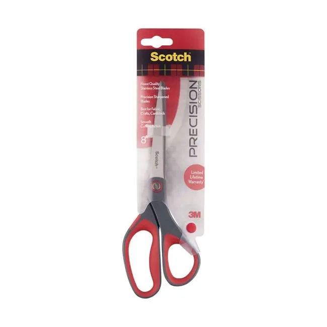 Scotch Precision Scissors – 8-Inch, Ergonomic Grey & Red Design (1448) 1