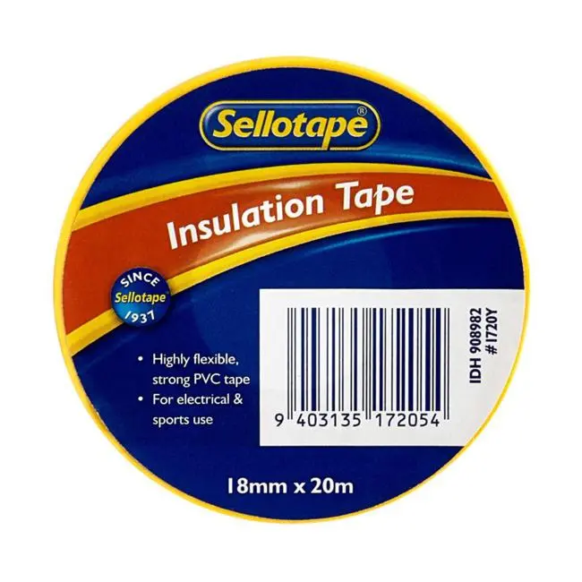 Sellotape 1720Y Electrical Insulation Tape – Yellow, 18 Mm × 20 M 1