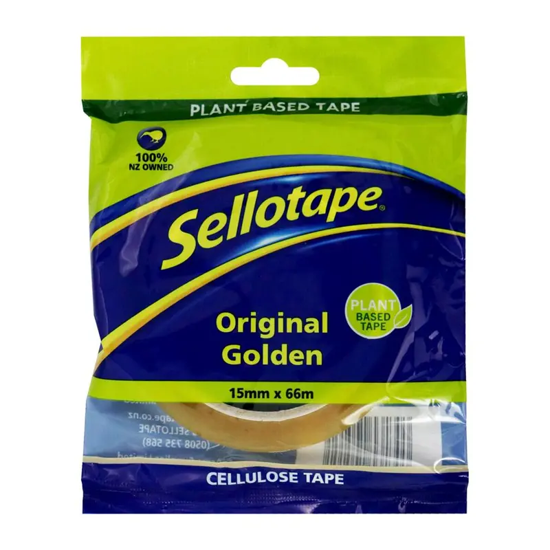 Sellotape Biodegradable Golden Cellulose Tape – 15Mm × 66M 1
