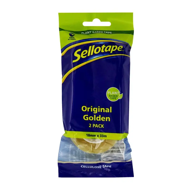 Sellotape Eco-Friendly Golden Cellulose Tape Twin Pack — 18 Mm × 33 M Each 1