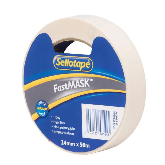 Sellotape Fastmask Tape 5810 – 24Mm × 50M, Low-Tack Masking 1