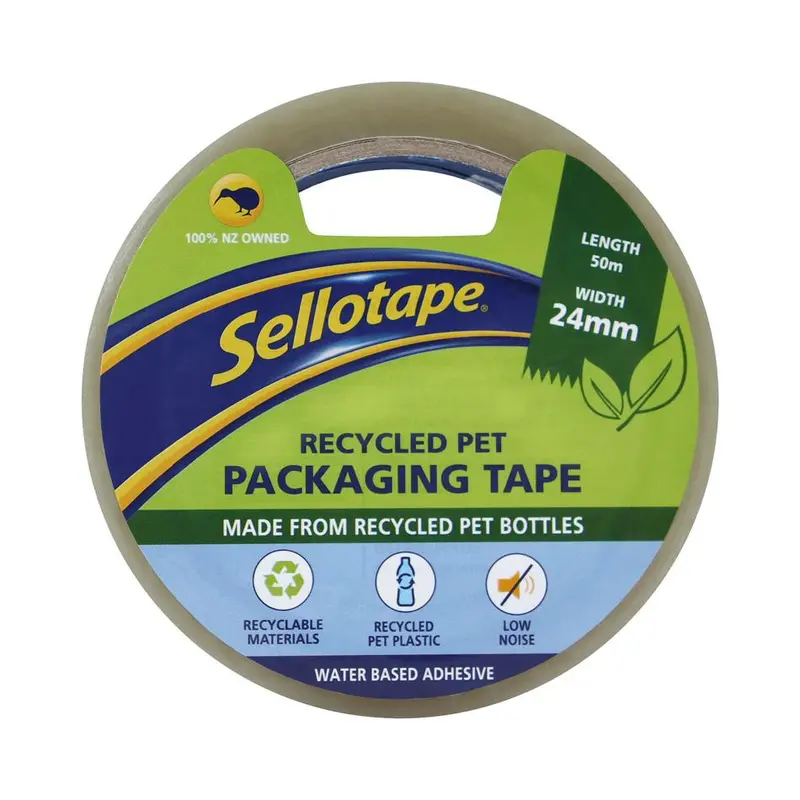 Sellotape Low-Noise Packaging Tape – 24Mm × 50M, Made From Recycled Pet 1