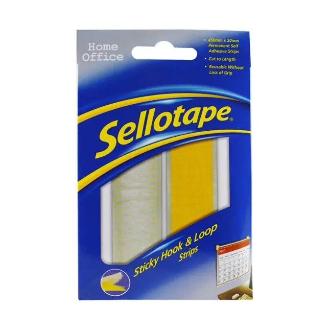 Sellotape Permanent Hook-And-Loop Adhesive Strip, 20Mm × 450Mm 1