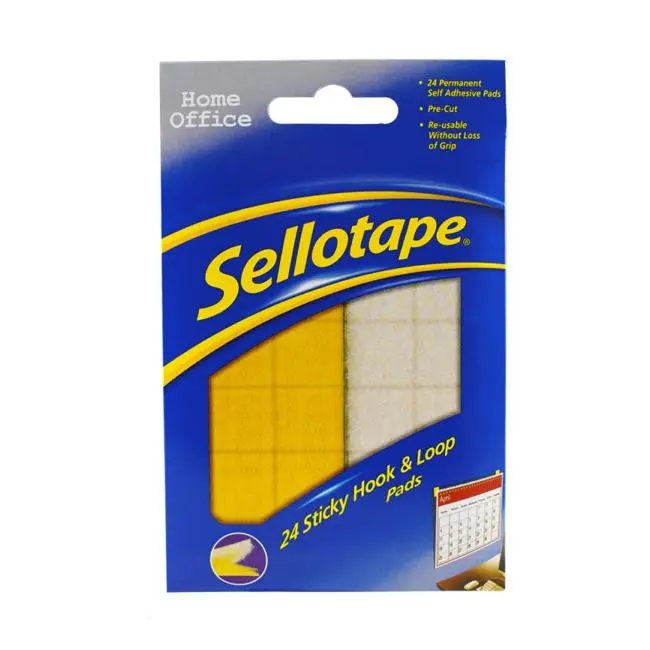Sellotape Permanent Hook & Loop Fastener Pads – 20Mm, 24-Pack 1