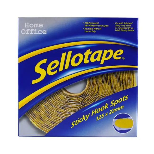 Sellotape Permanent Sticky Hook Spots – 22Mm Diameter, 125-Count Pack 1